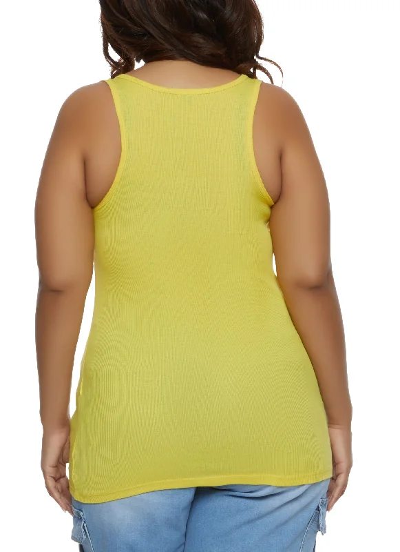 Plus Size Ribbed Knit Racerback Tank Top