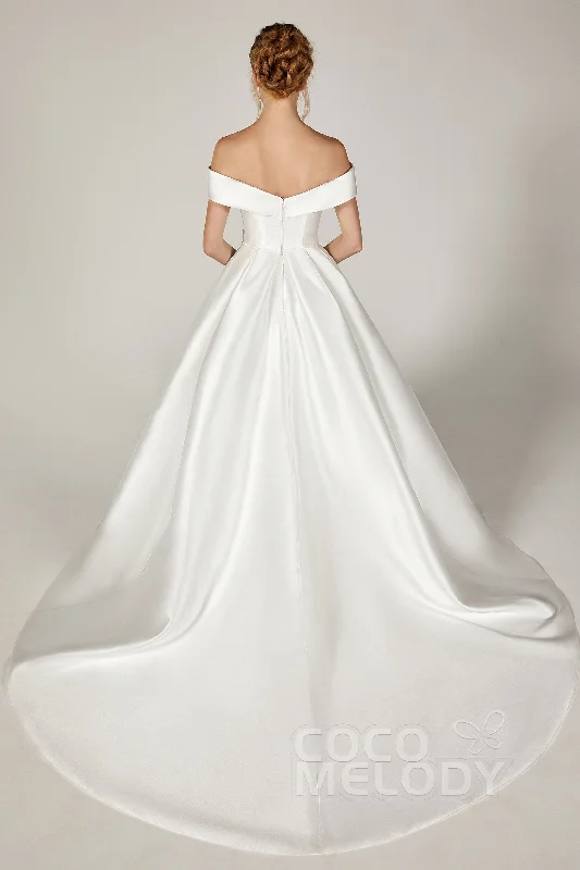 A-Line Court Train Mikado Wedding Dress CW2289