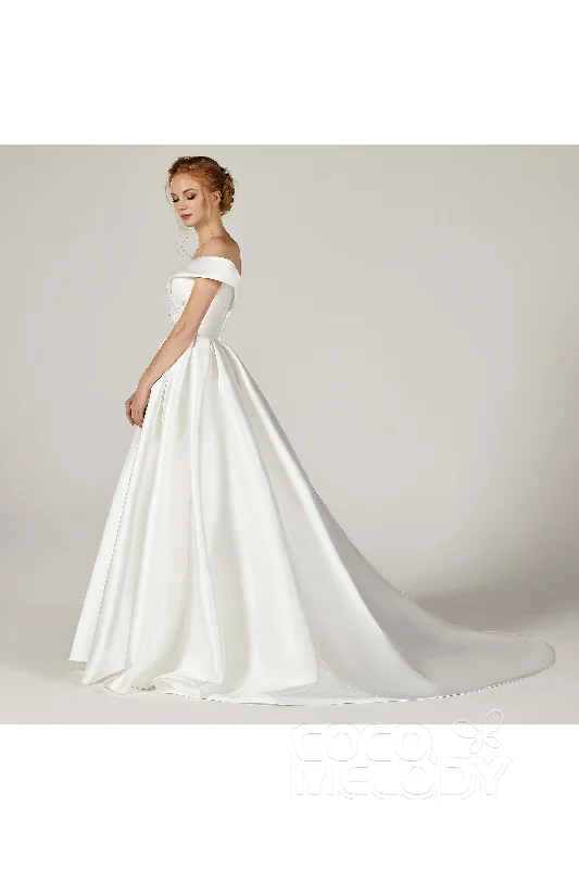 A-Line Court Train Mikado Wedding Dress CW2289