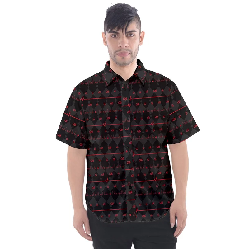 Anxiety Angel Button Up Shirt in Red