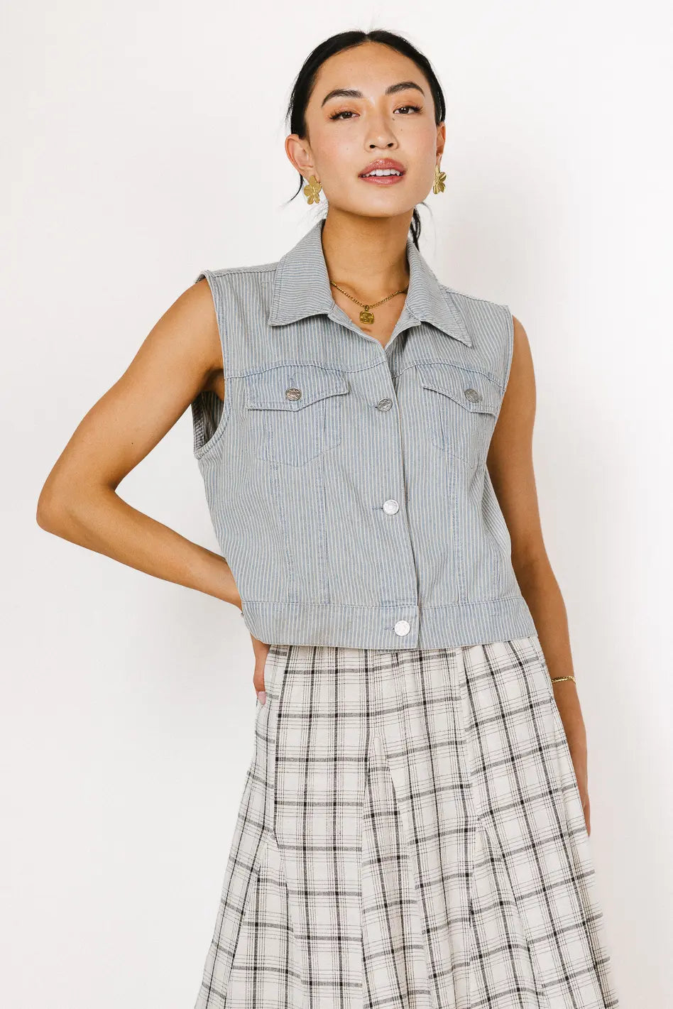 Daphne Striped Denim Vest