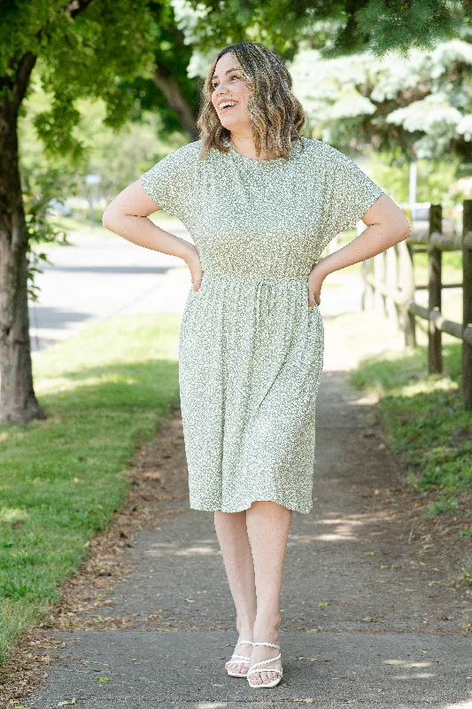 Ditsy Floral Midi Dress in Sage (Final Sale)