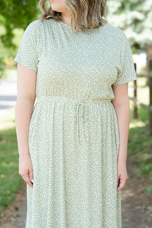 Ditsy Floral Midi Dress in Sage (Final Sale)