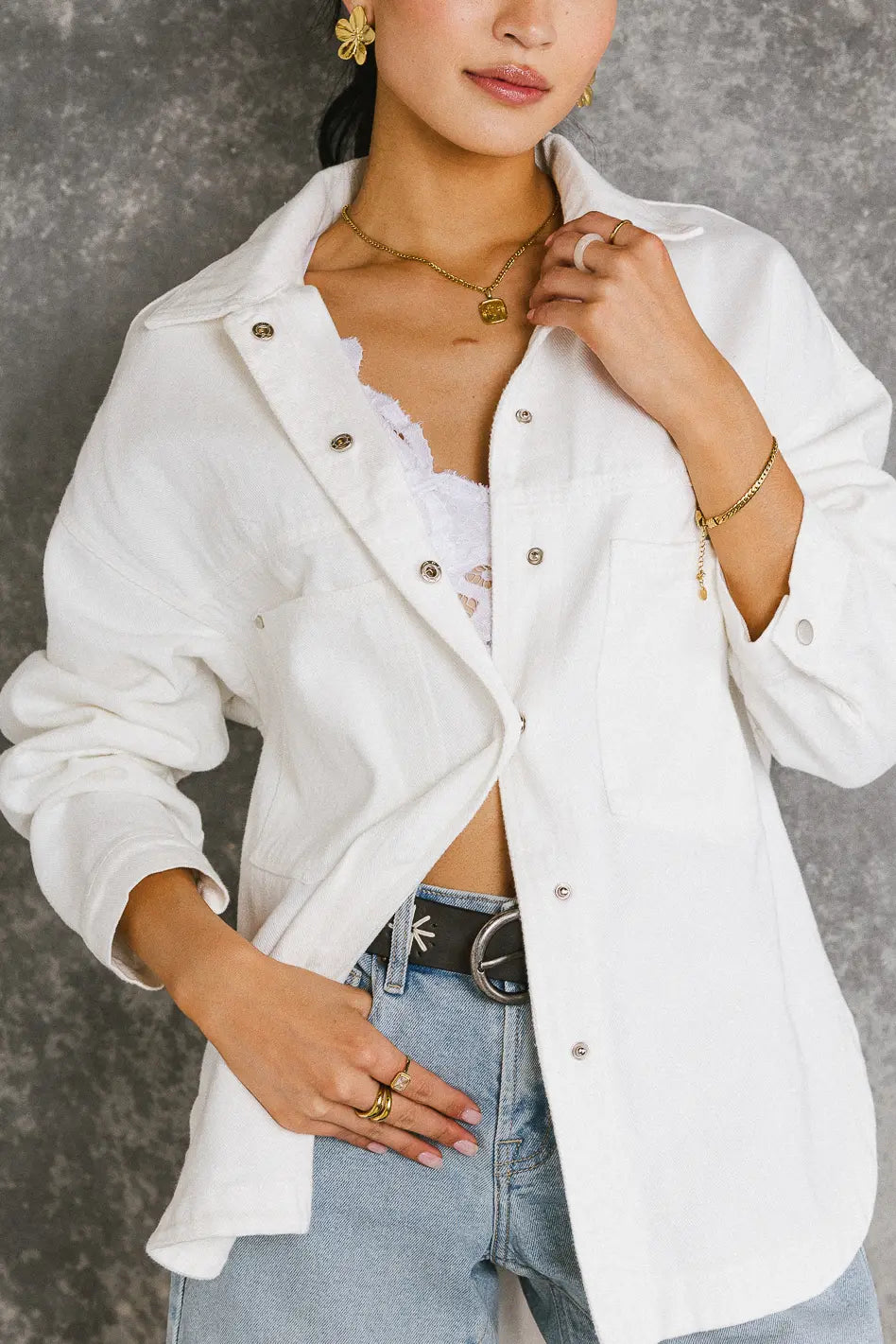 Eloise Denim Jacket in Ivory