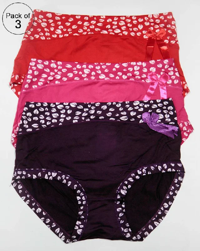 Pack of 3 Womens Cotton Printed Panties – AF-117 – Mix Colors