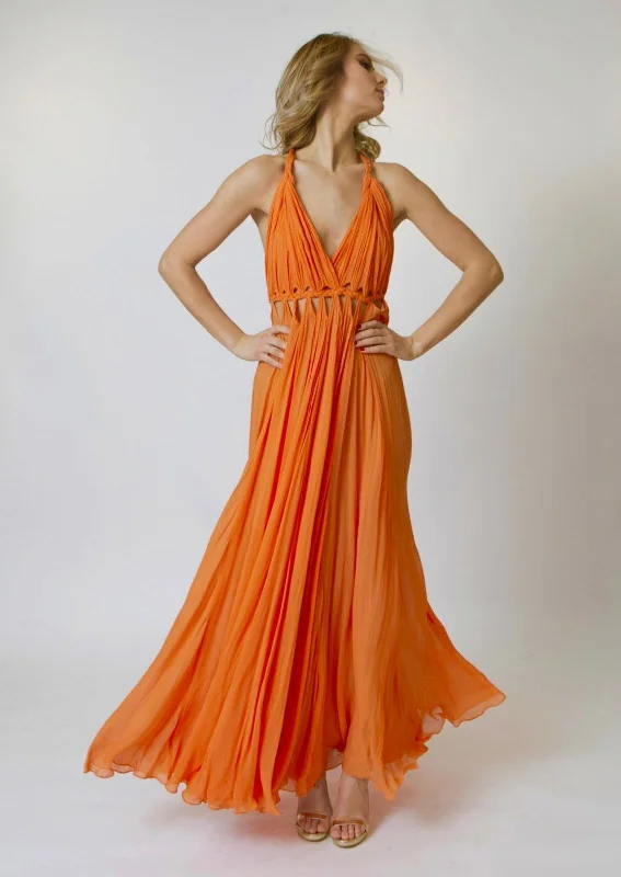 Pleated Grecian Maxi Gown