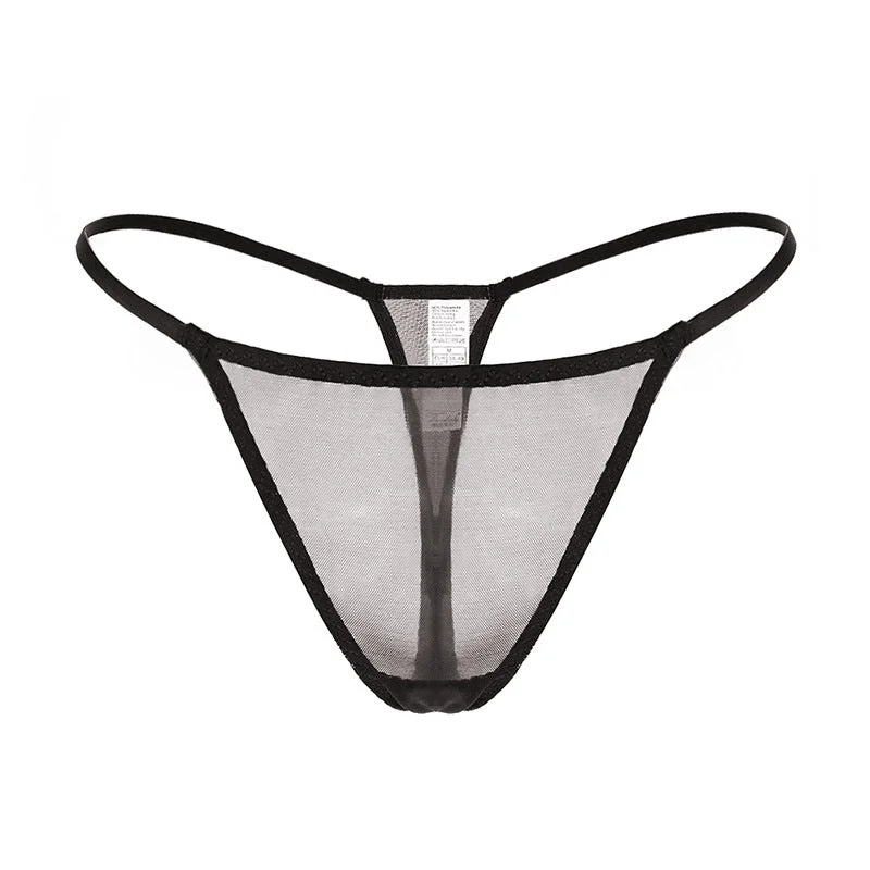 Sexy Mesh Sheer See Through Temptation Underwear Thin Low Waist T Shaped Panties Women T Back Thread