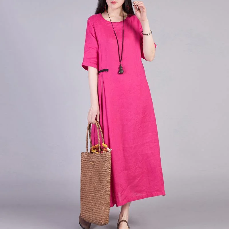 Style short sleeve linen dresses Tutorials rose Dresses summer