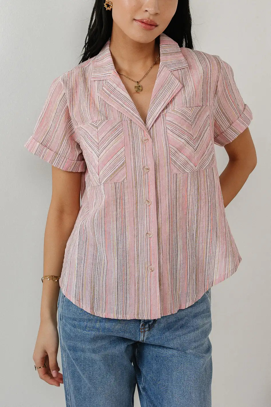 Wilma Woven Top in Pink