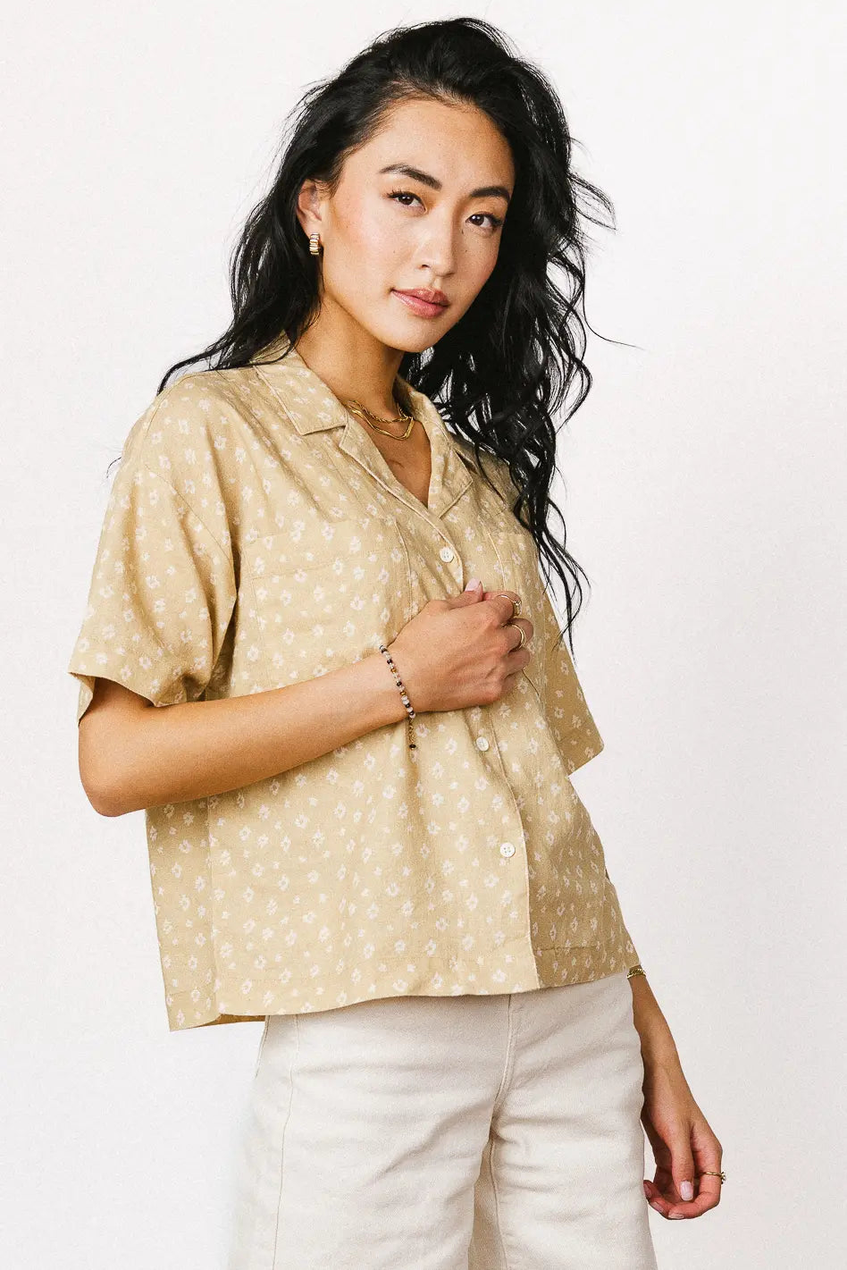 Xiomara Floral Button Up in Yellow